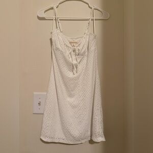 Aéropostale White Eyelet Tie Front Dress XS